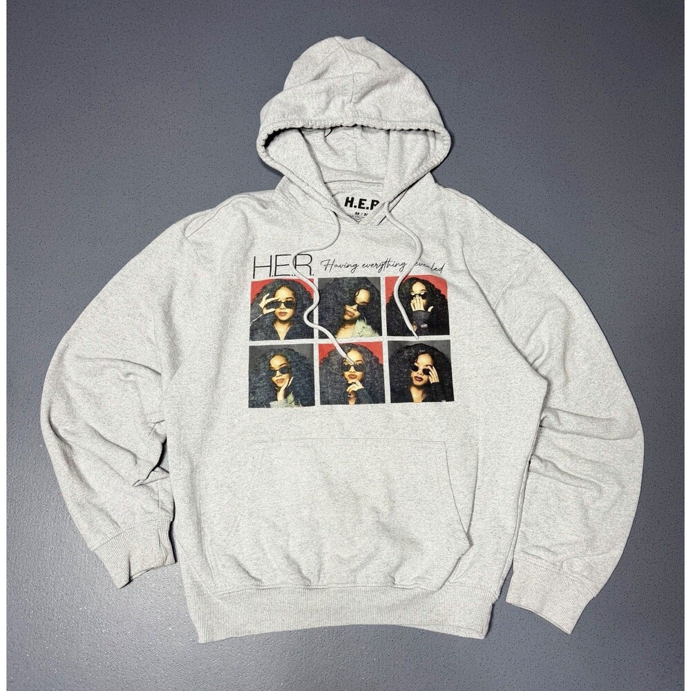 HER Having Everything Revealed Official Tour Hoodie Medium Gray Sony Music